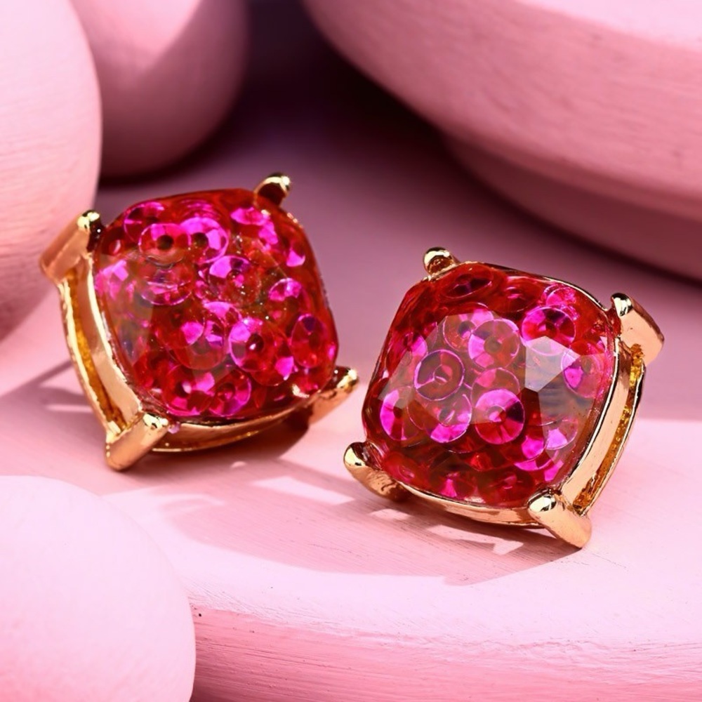 Neon Pink Stud Earrings NWT